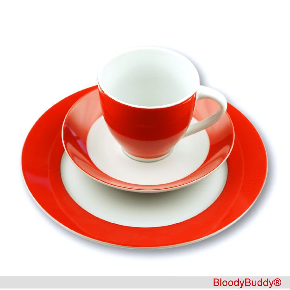 Kaffee-Service rot-wei&szlig; 3-teilig