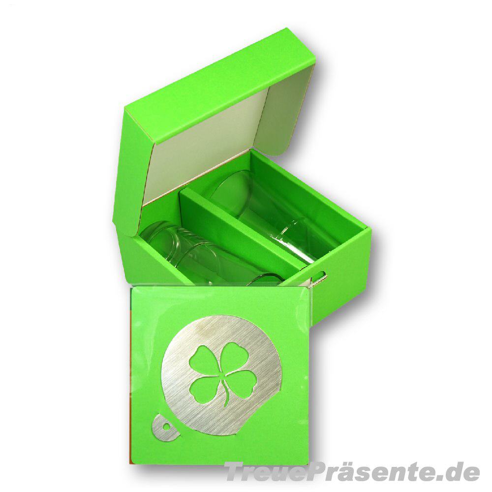 Latte Macchiato Gl&auml;ser 2er-Set mit Klee-Schablone