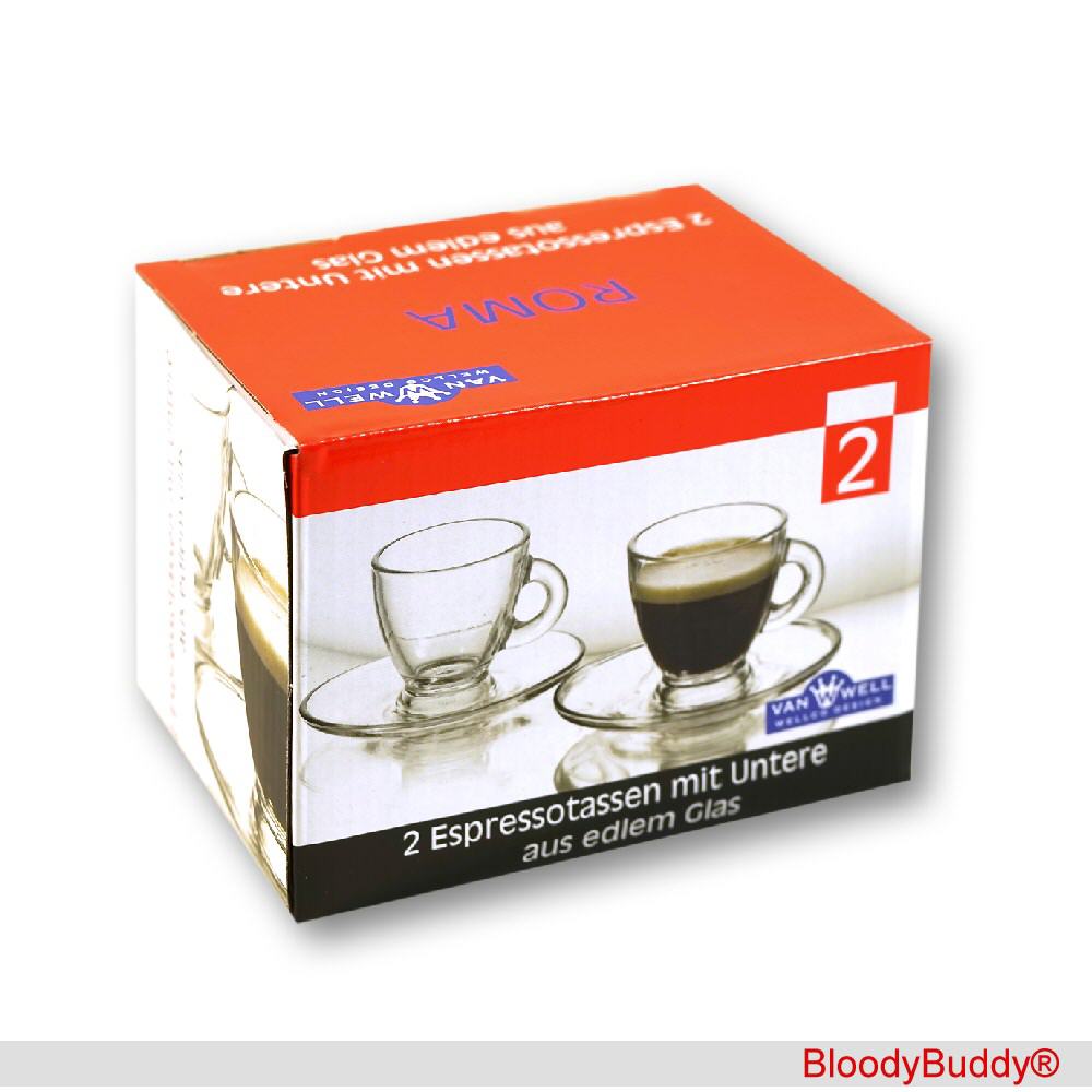 TreuePr&auml;sent Espresso-Tassen aus Glas