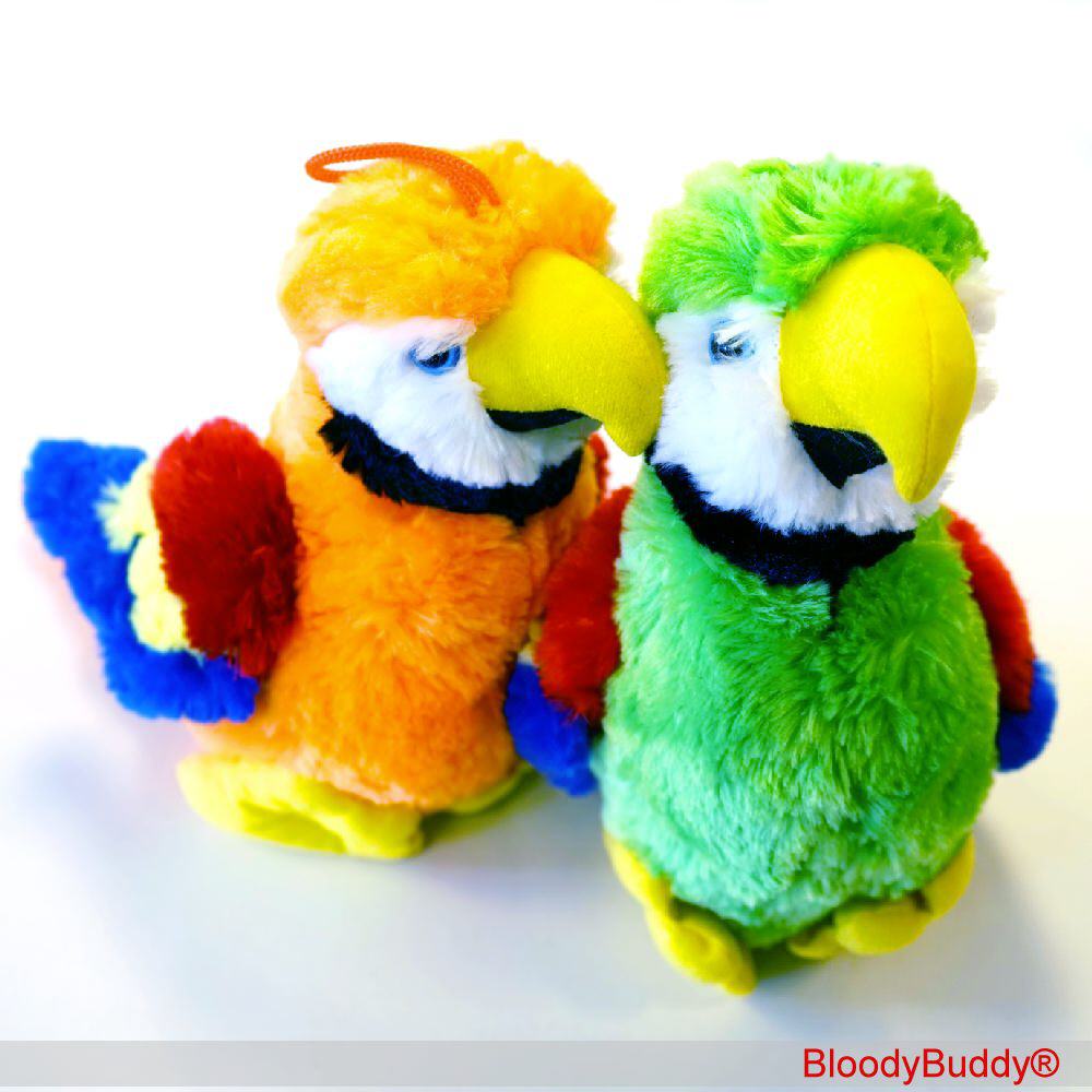 TreuePr&auml;sent Pl&uuml;sch-Papagei sitzend