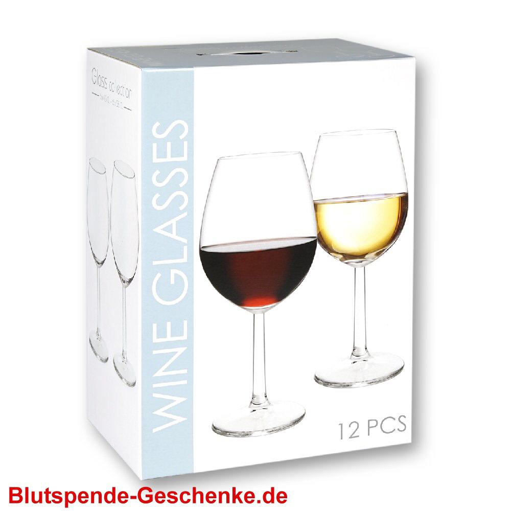 Blutspendegeschenk Weingl&auml;ser 12er-Set