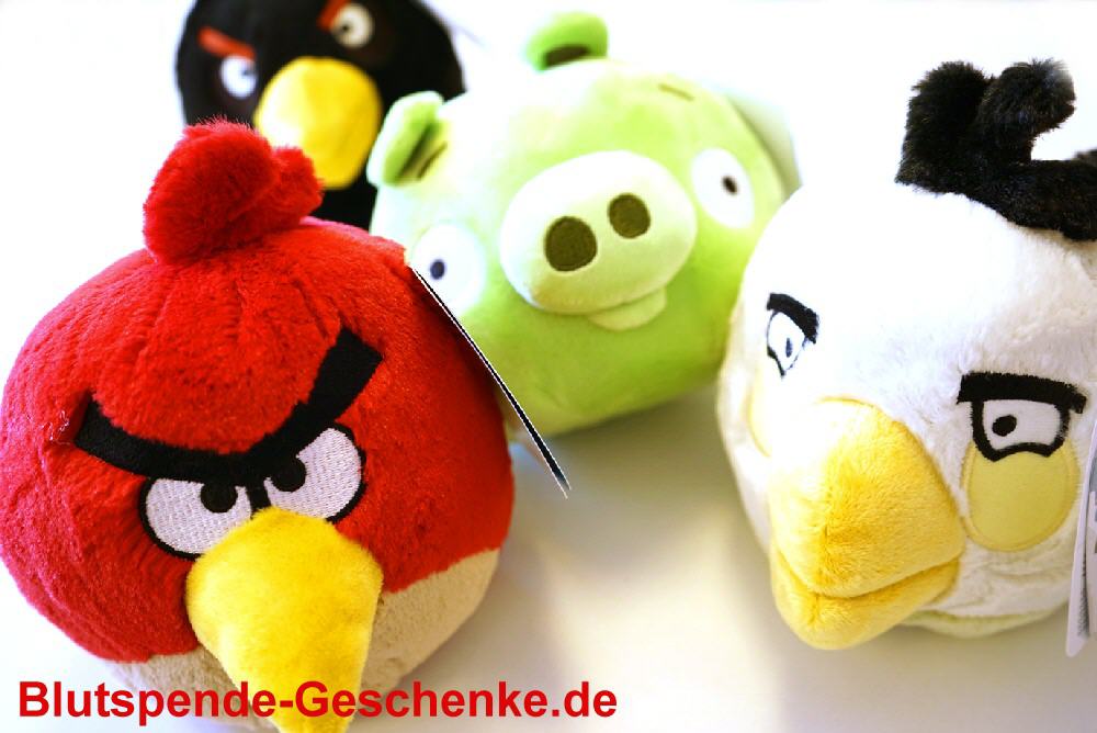 Blutspendegeschenk Angry Birds Pl&uuml;schfiguren