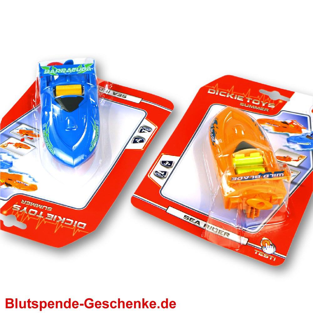 Blutspendegeschenk Aufzieh-Schnellboot