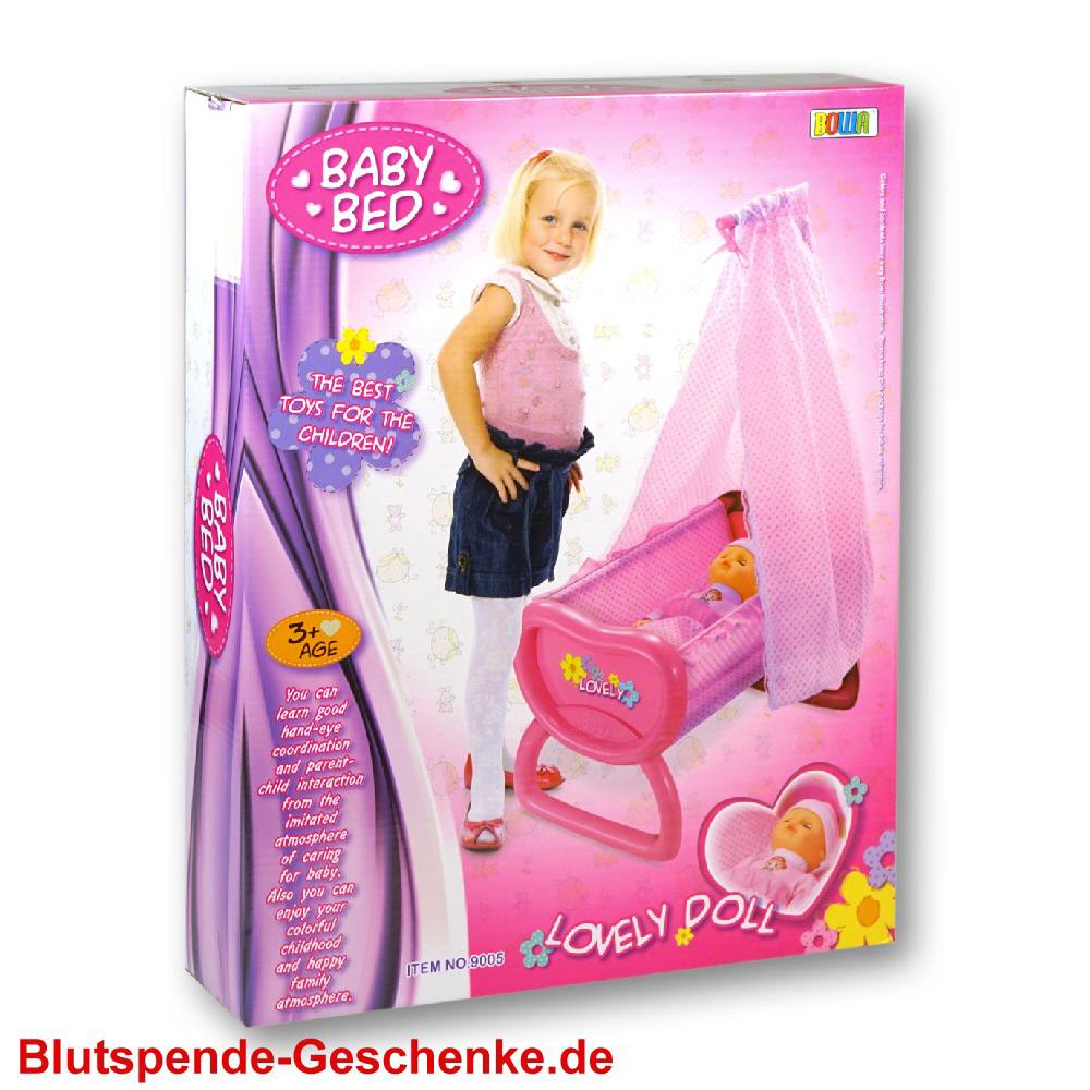 Blutspendegeschenk Baby mit Bett