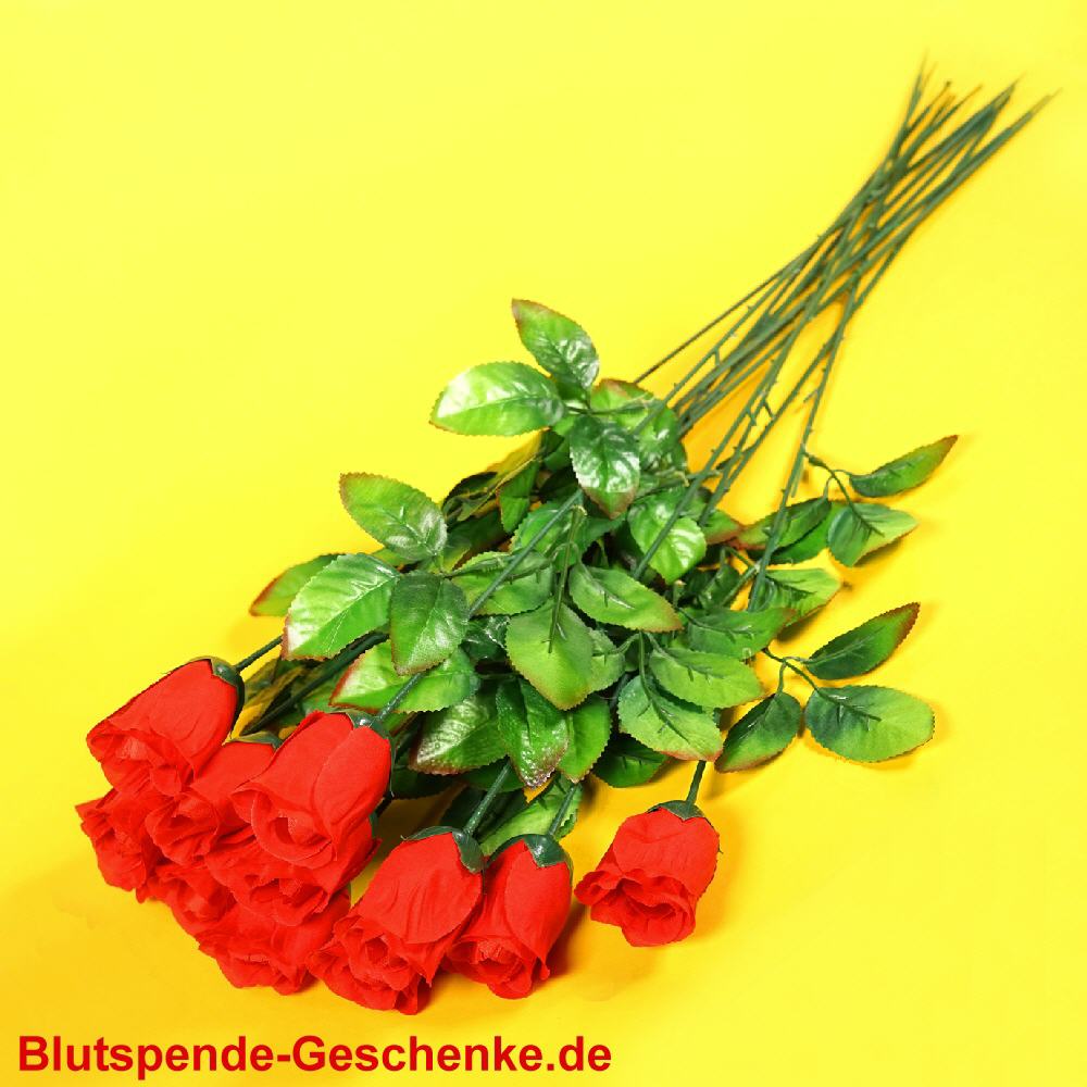 Blutspendegeschenk Rote Seidenblumen