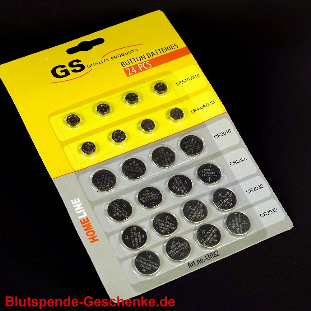 Blutspendegeschenk Knopfzellen Batterien