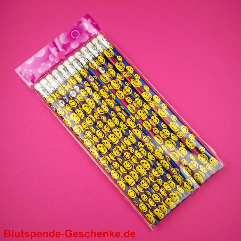 Blutspendegeschenk Bleistifte Lachgesicht