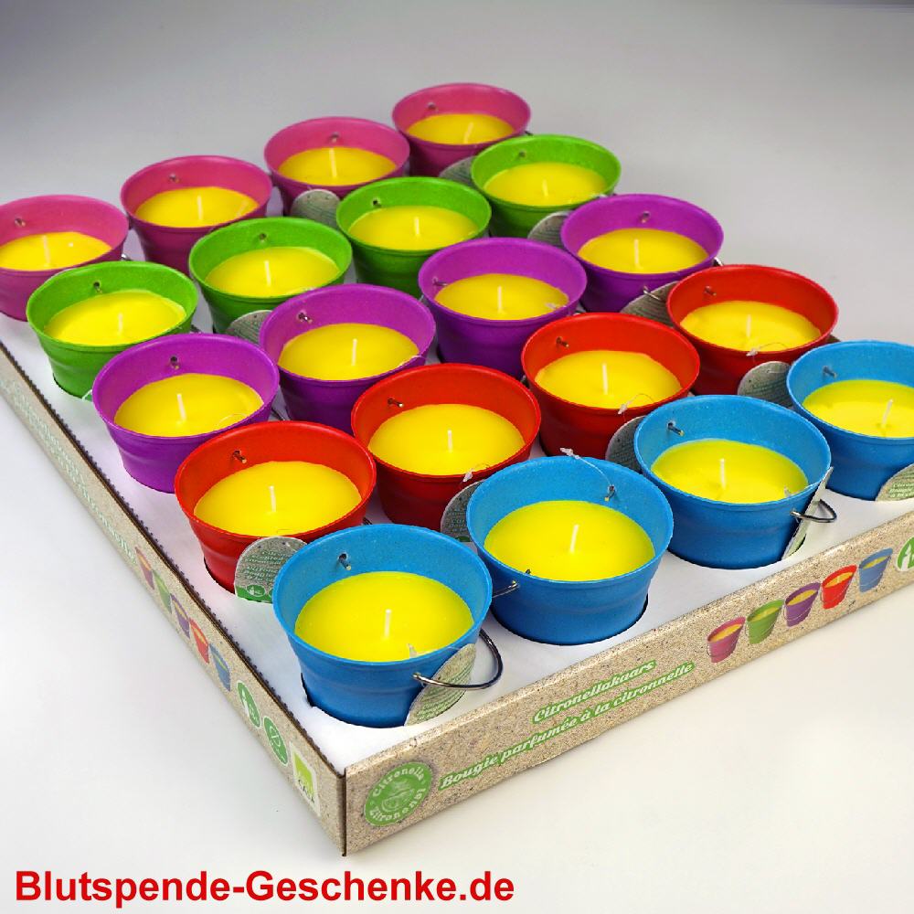 Blutspendegeschenk Duftkerzeneimer Display