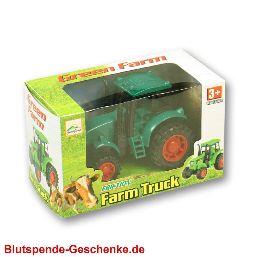 Blutspendegeschenk Traktor mit R&uuml;ckaufzug