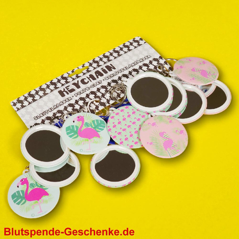 Blutspendegeschenk Spiegel Flamingo mit Anh&auml;nger