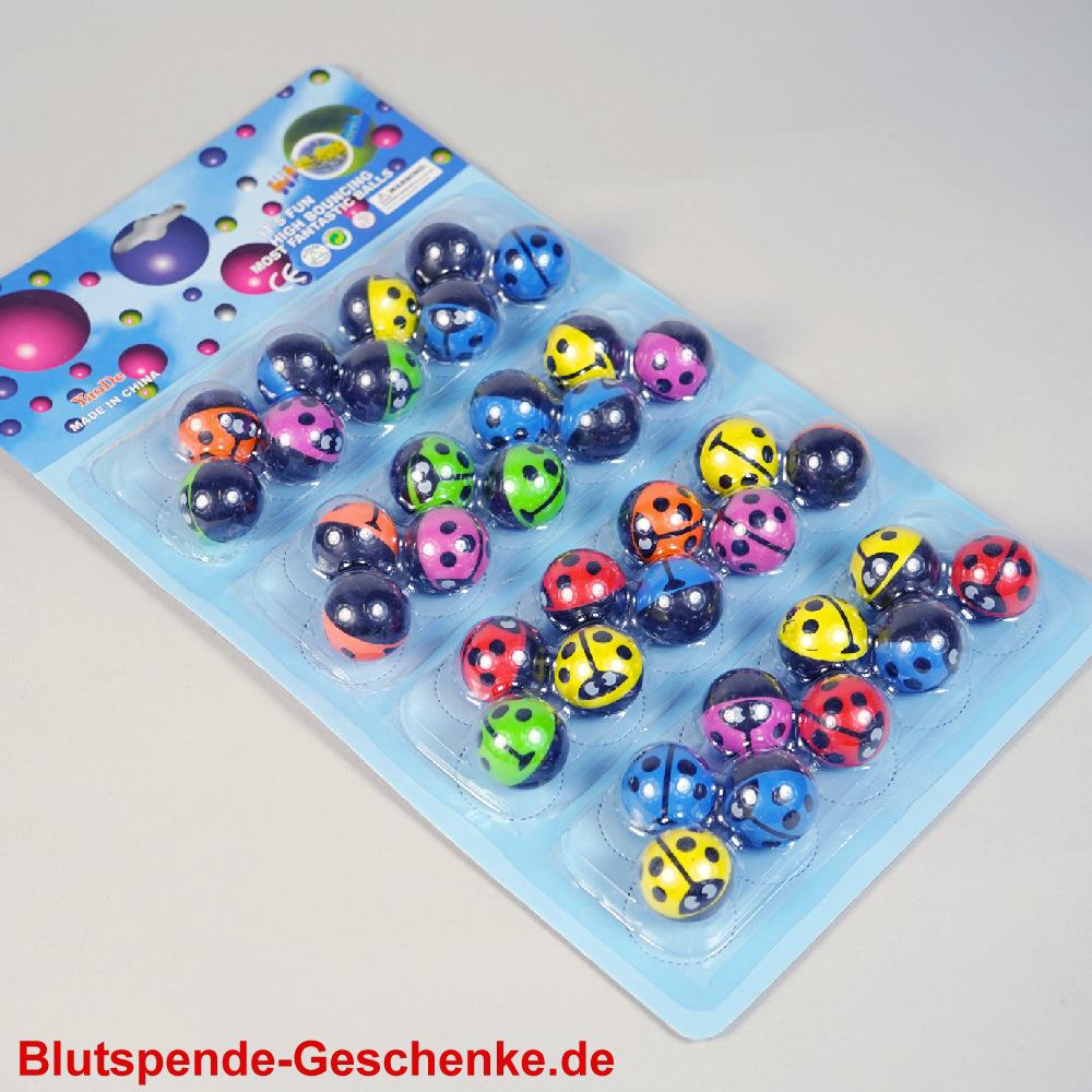 Blutspendegeschenk Flummies auf Karte