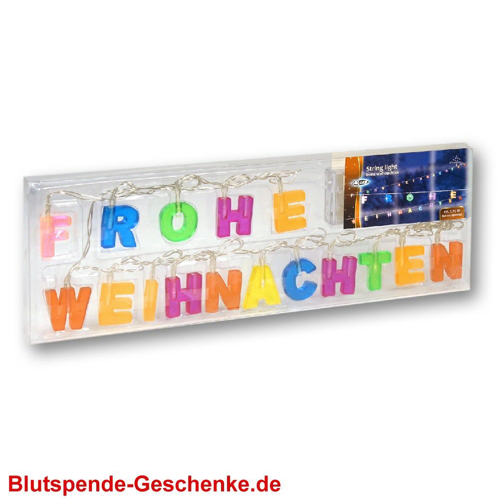 Blutspendegeschenk Lichterkette Frohe Weihnachten