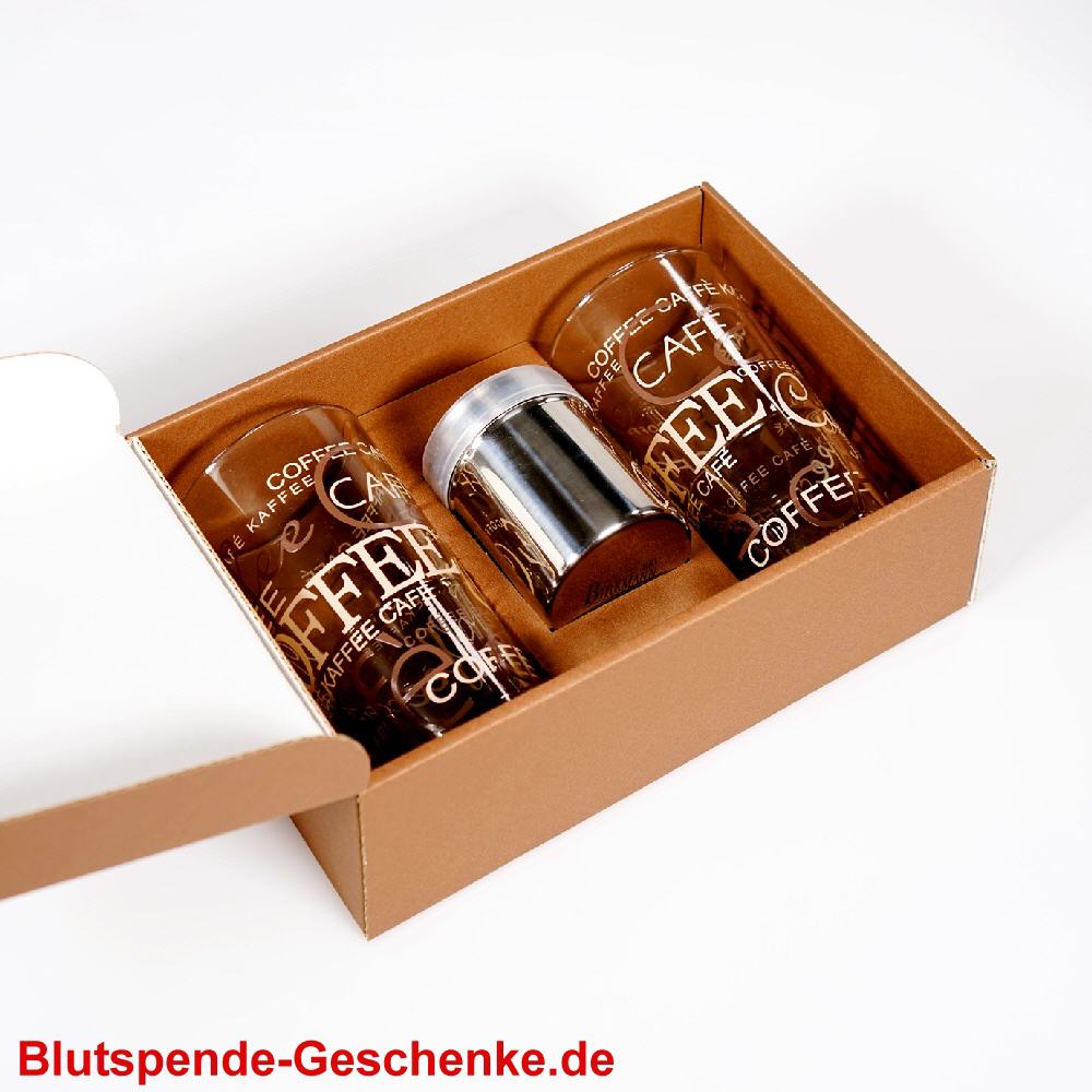 Blutspende Geschenk-Set Streuer mit Gl&auml;sern