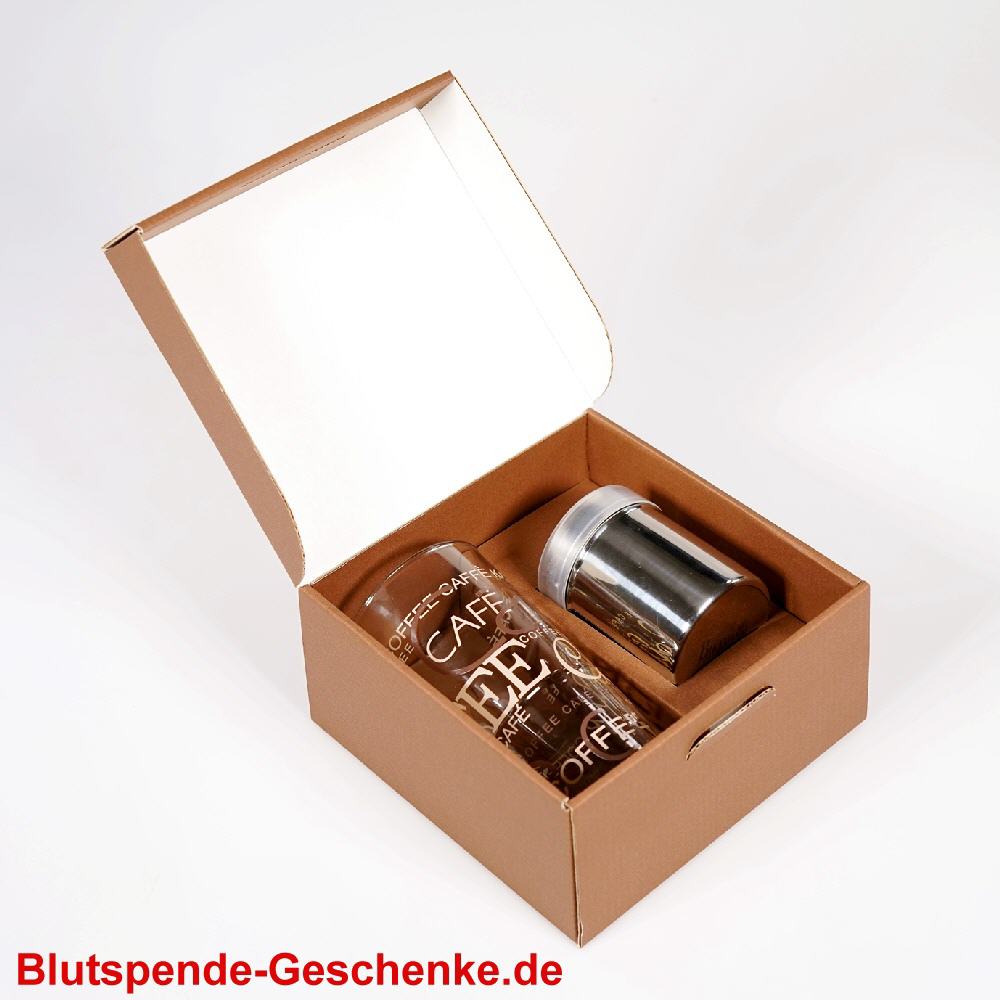 Blutspende Geschenk-Set Streuer mit Glas