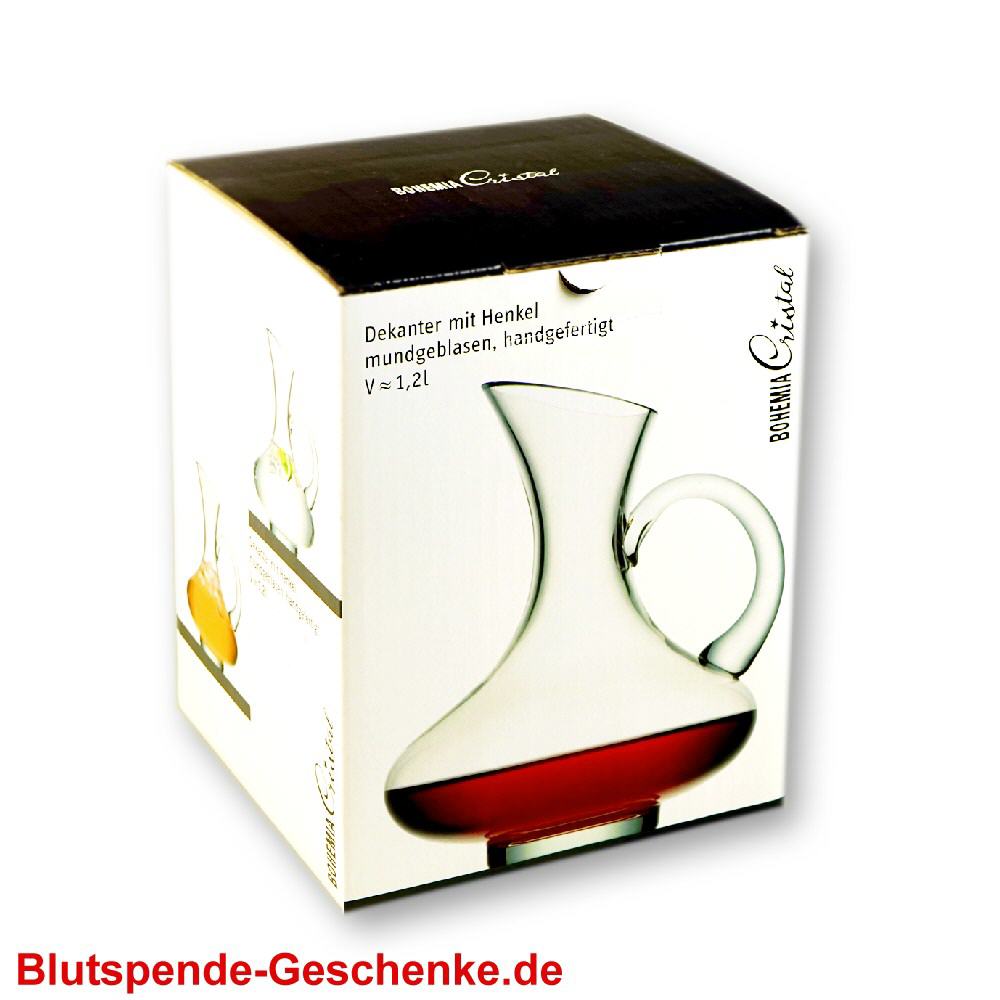 Blutspendegeschenk Dekanter aus Glas