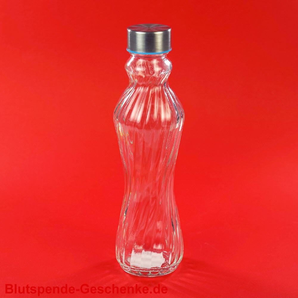 Blutspendegeschenk Glasflasche mit Edelstahldeckel