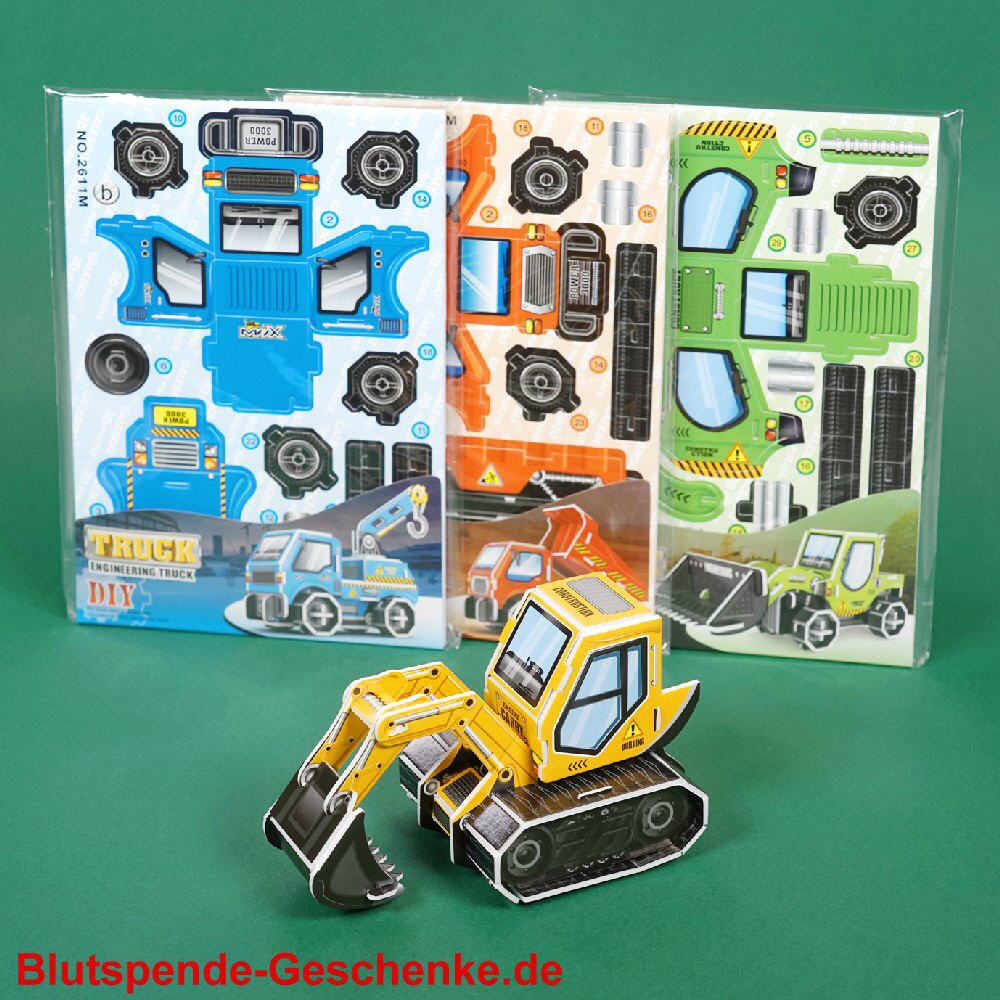 Blutspendegeschenk 3D-Bastel-Baufahrzeuge