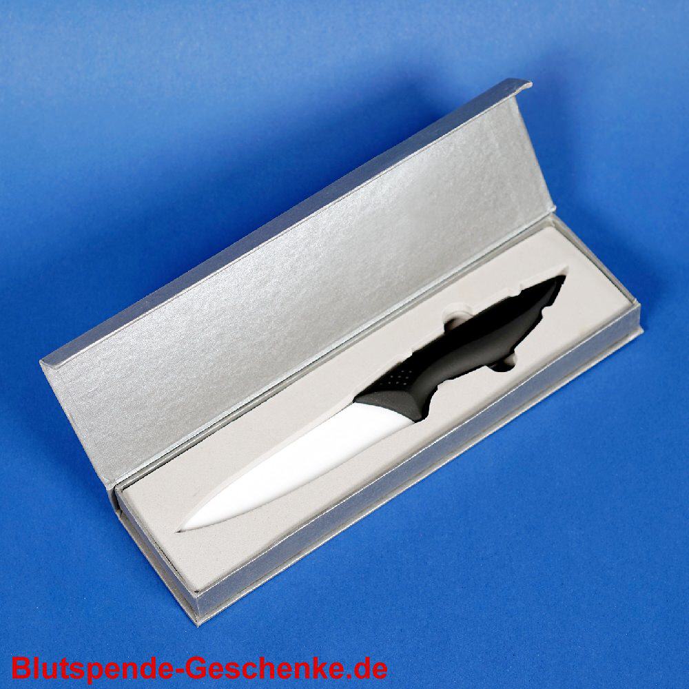 Blutspendegeschenk Keramikmesser in Geschenkbox