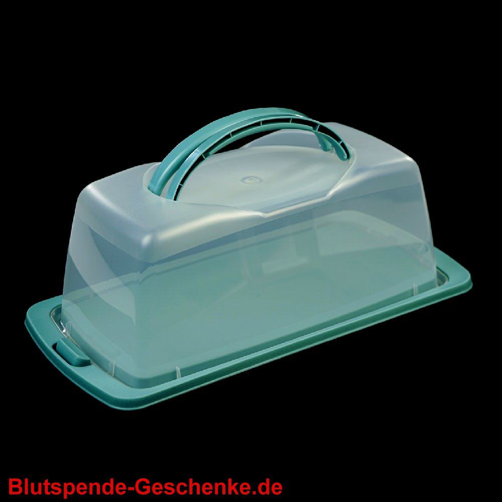 Blutspendegeschenk Eckiger Kuchenbeh&auml;lter gr&uuml;n