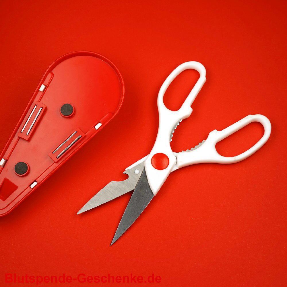 Blutspendegeschenk K&uuml;chenschere mit Magnethalter