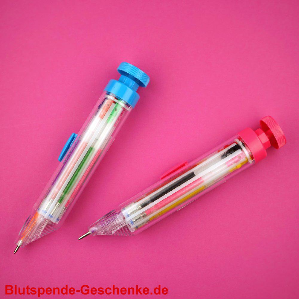 Blutspendegeschenk Kugelschreiber 8 Farben Glitter
