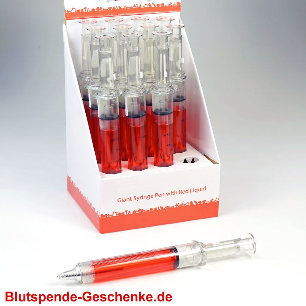 Blutspendegeschenk Kugelschreiber Spritze XXL