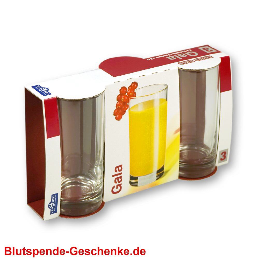 Blutspendegeschenk Longdrinkgl&auml;ser 3er-Set