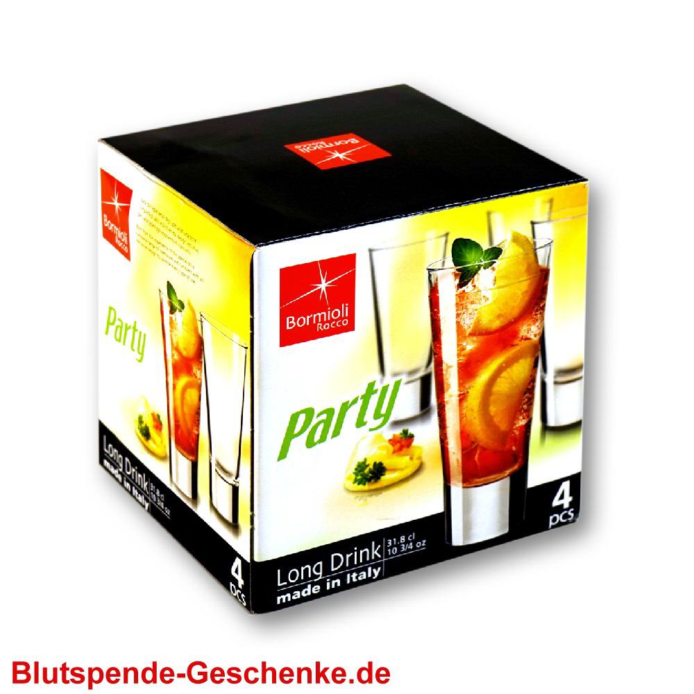 Blutspendegeschenk 4er-Set Longdrinkgl&auml;ser