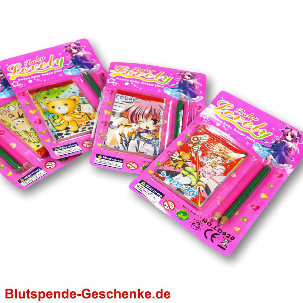 Blutspendegeschenk M&auml;dchen-Notizbuch mit Stift