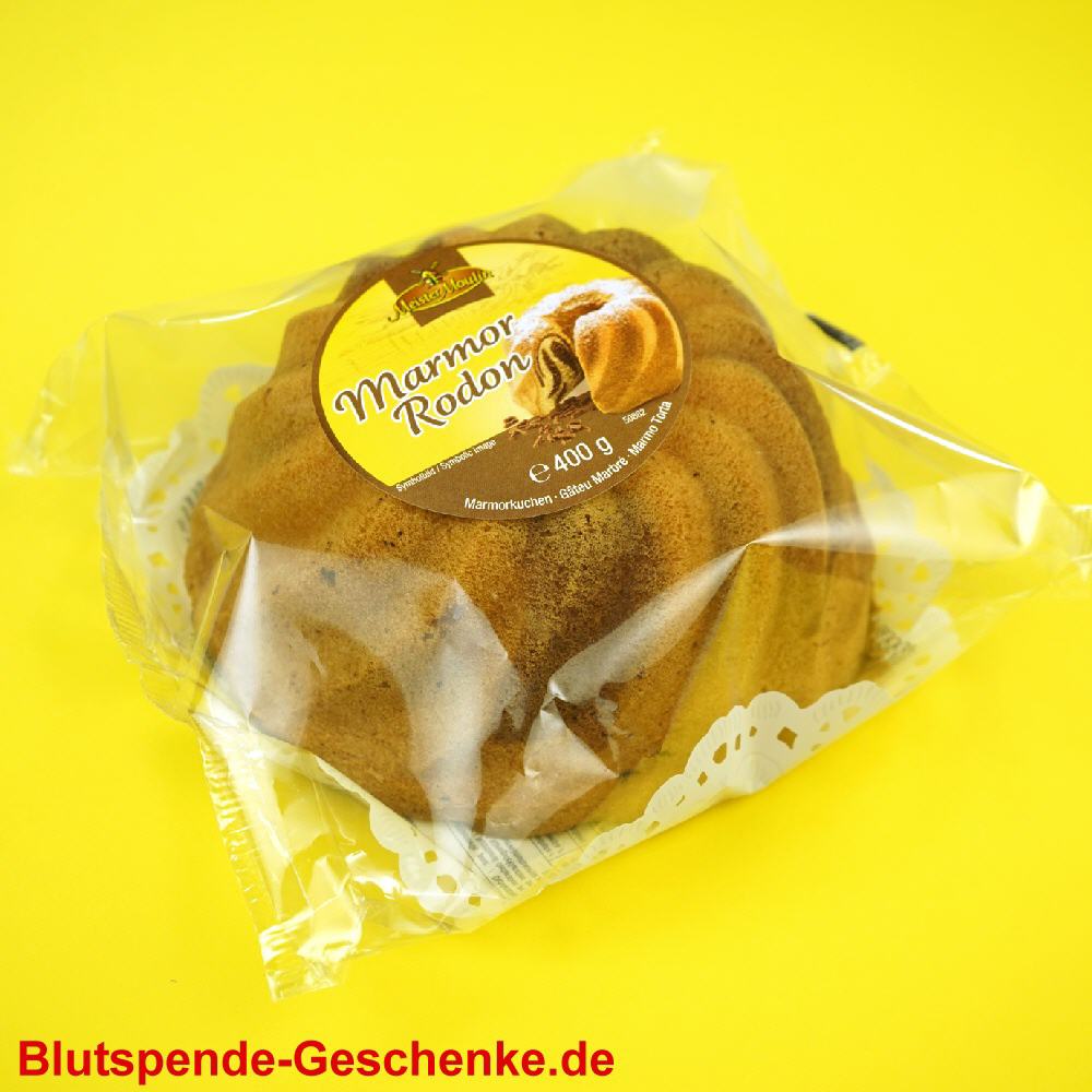Blutspendegeschenk Marmor-Kuchen