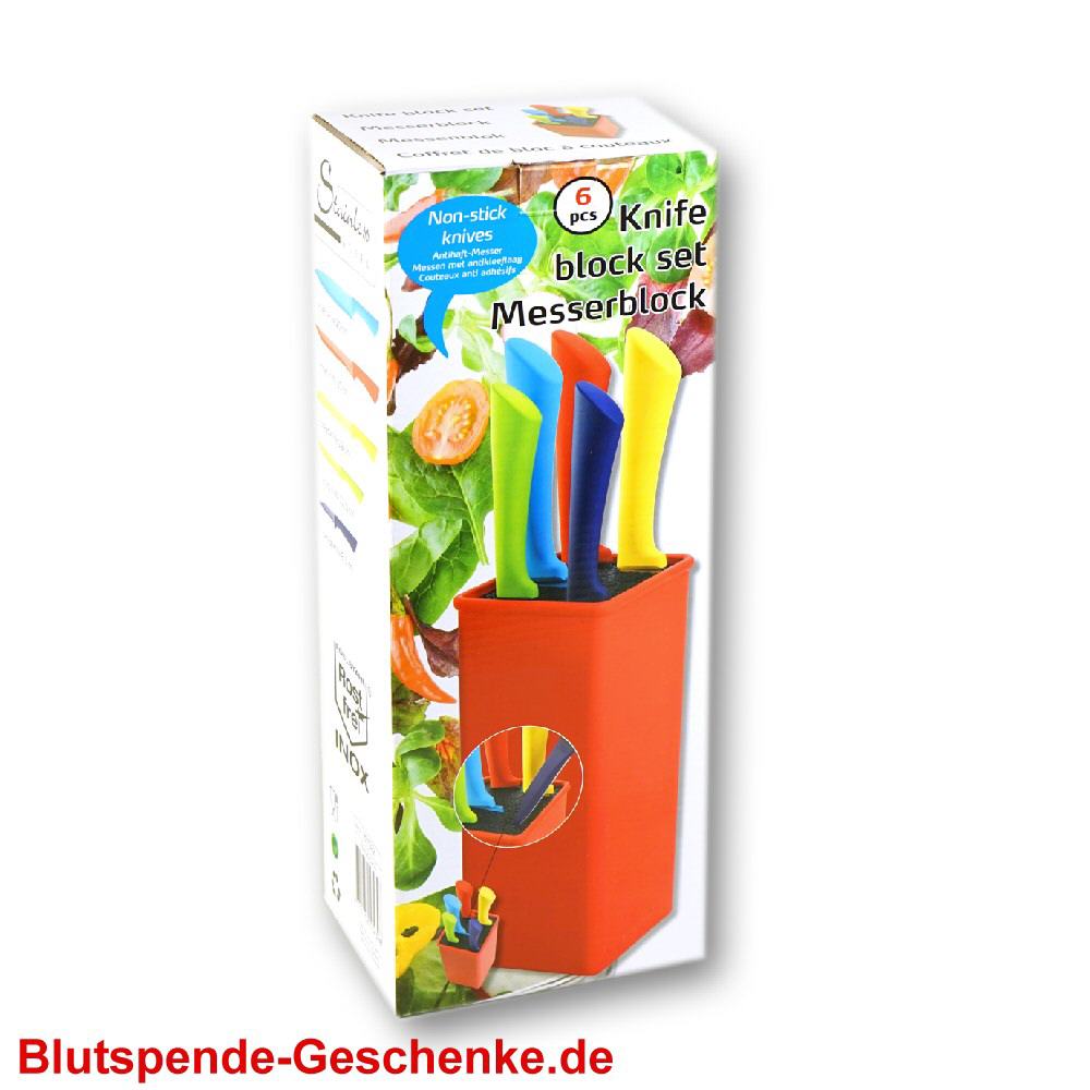 Blutspendegeschenk Messerblock mit 5 Messern