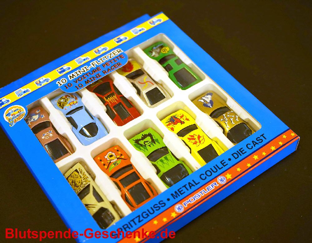 Blutspendegeschenk Mini-Flitzer 10er-Set