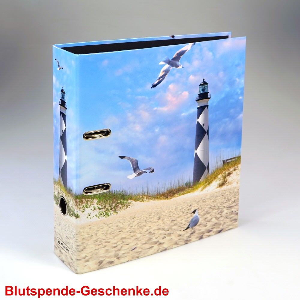 Blutspendegeschenk Motivordner Leuchtturm
