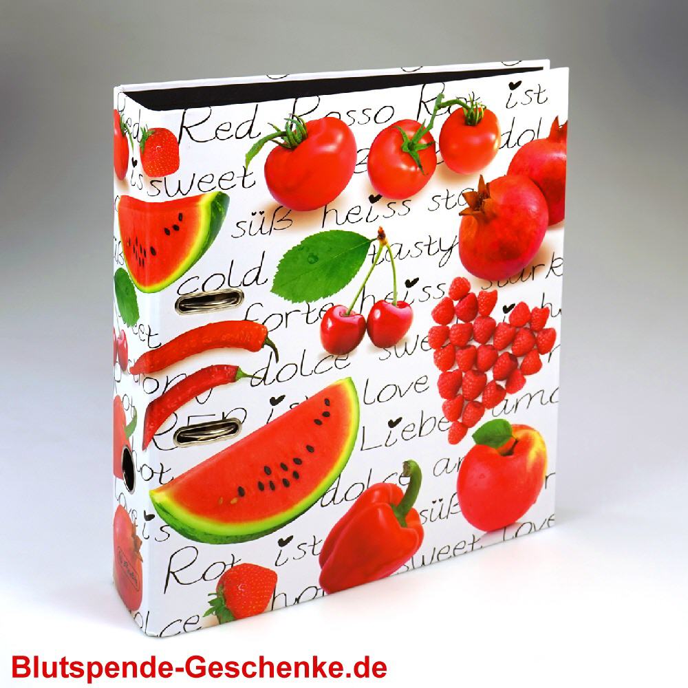 Blutspendegeschenk Motivordner Rote Fr&uuml;chte