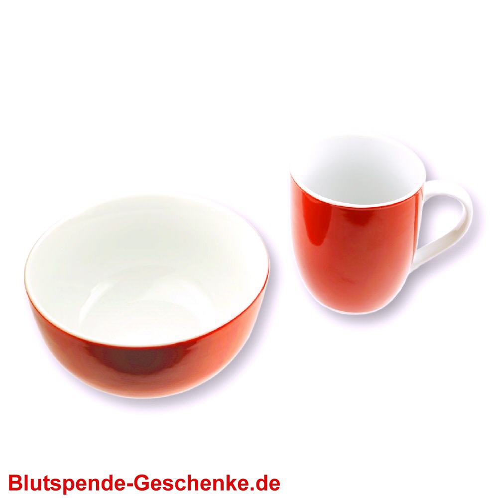 Blutspendegeschenk M&uuml;slischale und Kaffeebecher