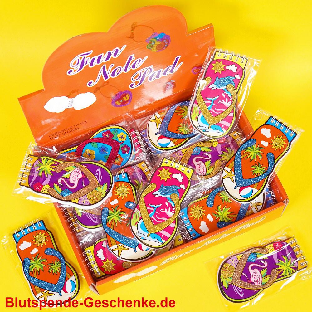 Blutspendegeschenk Notizblock Sandalenform