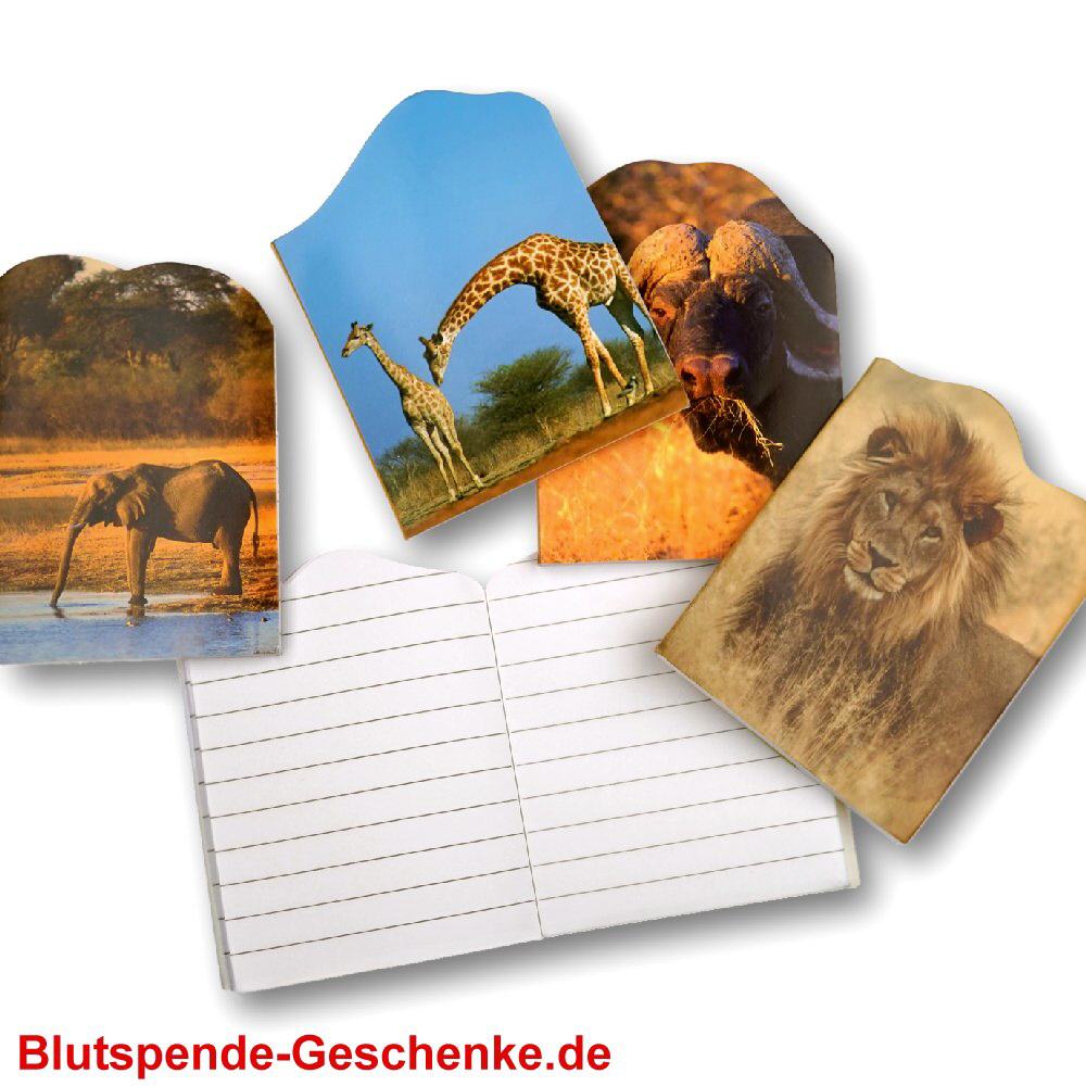 Blutspendegeschenk Notizbuch mit Tiermotiven
