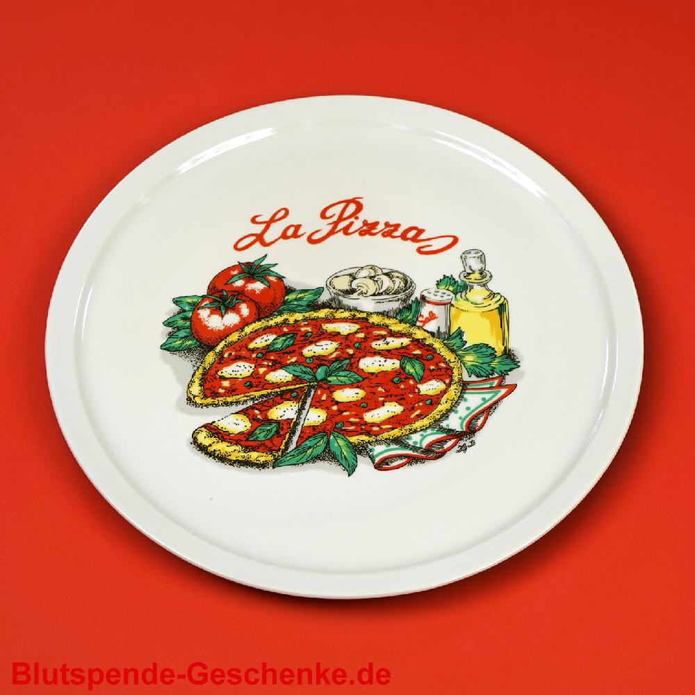 Blutspendegeschenk Pizzateller mit Dekor