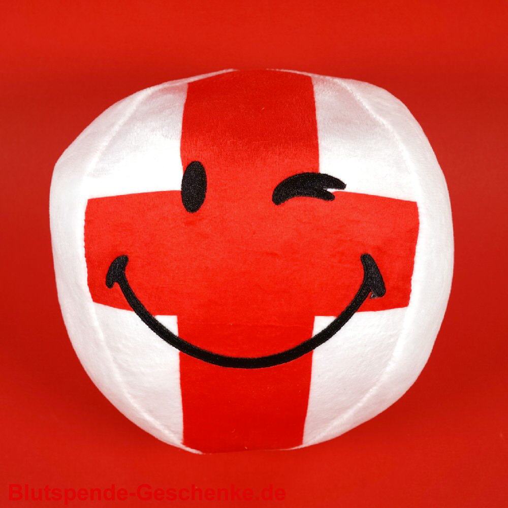 Blutspendegeschenk Pl&uuml;schball mit rotem Kreuz