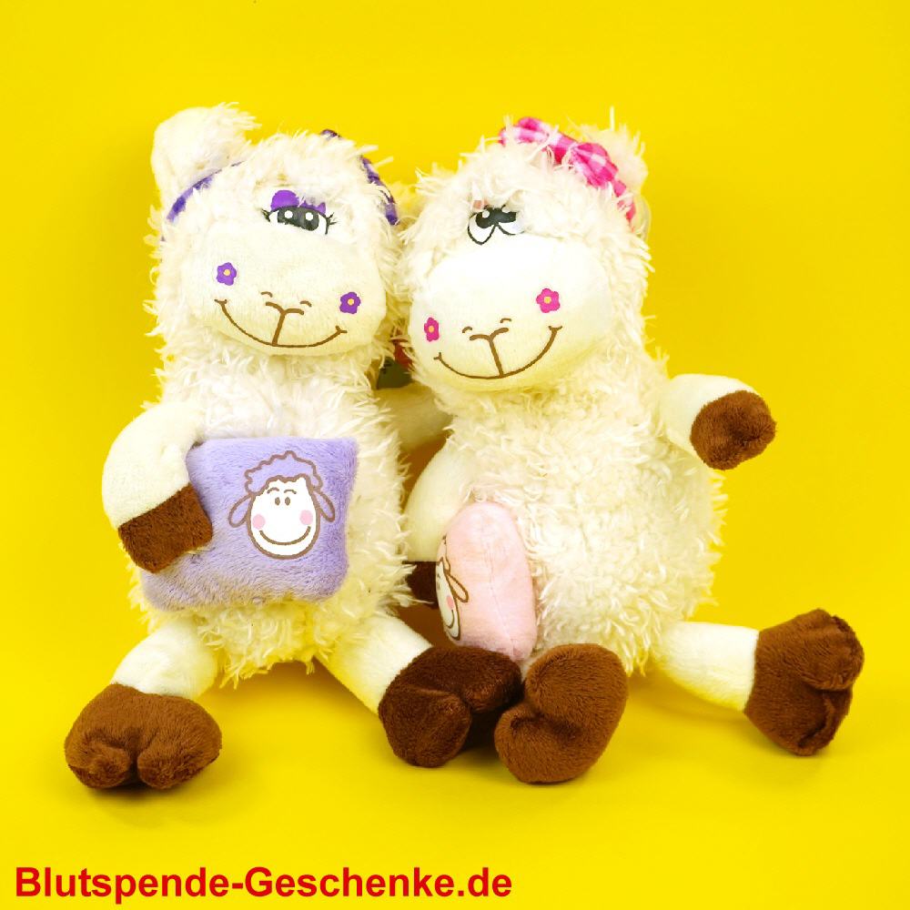 Blutspendegeschenk Pl&uuml;sch-Schaf mit Kissen