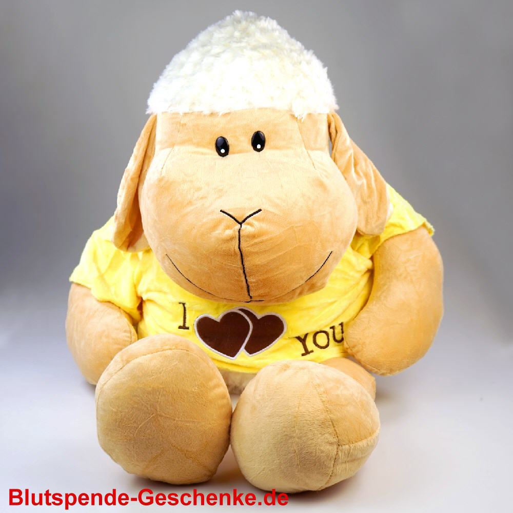 Blutspendegeschenk Schaf mit Shirt aus Pl&uuml;sch