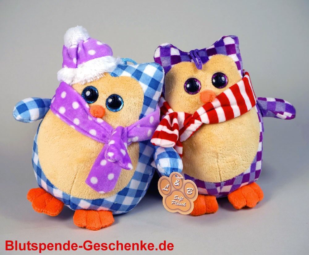 Blutspendegeschenk Eulen aus Pl&uuml;sch