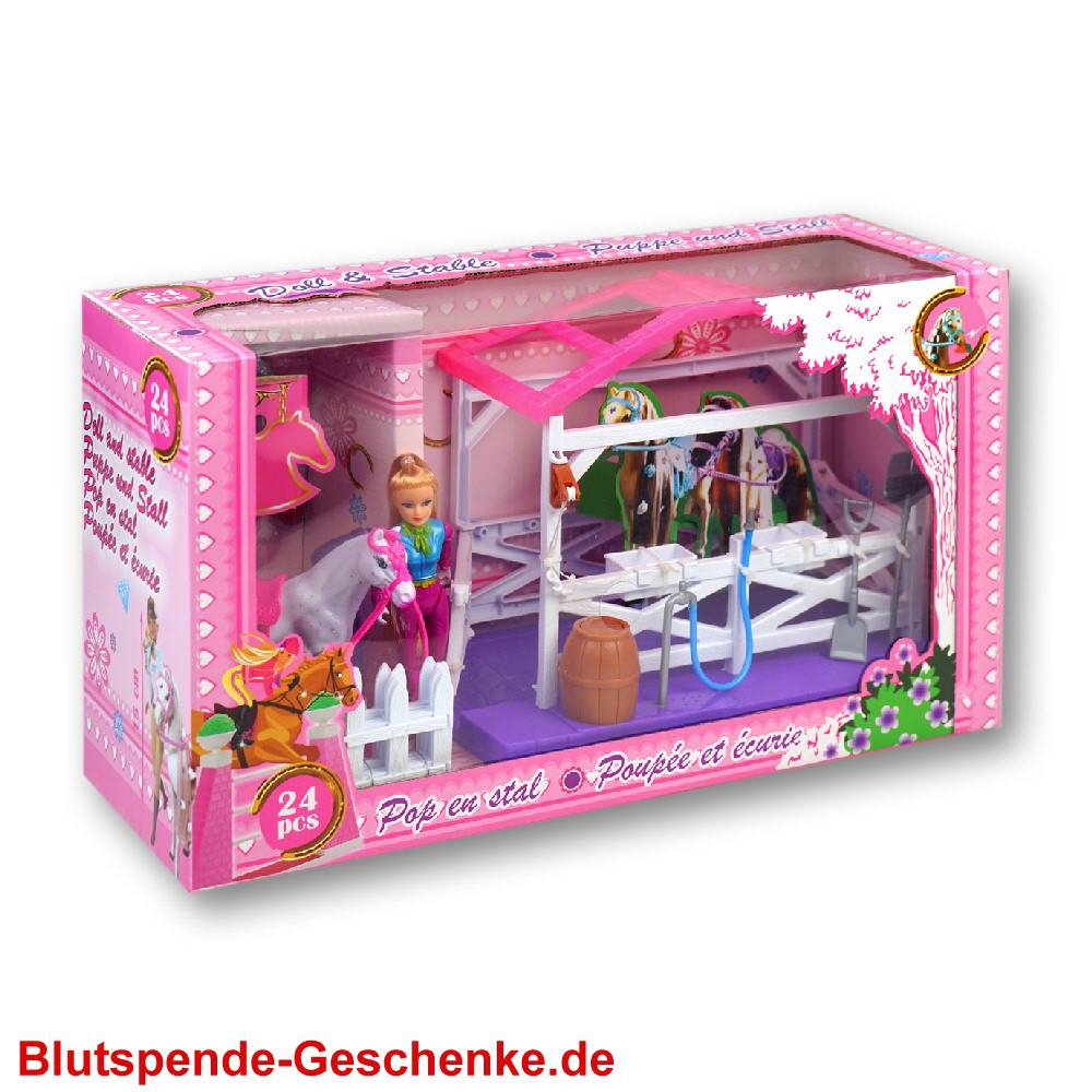 Blutspendegeschenk Pferdestall mit Puppe