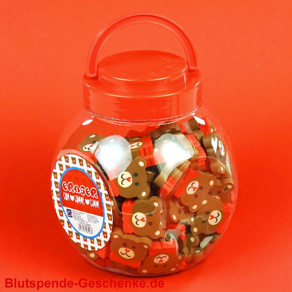 Blutspendegeschenk Radiergummi-B&auml;rchengesichter