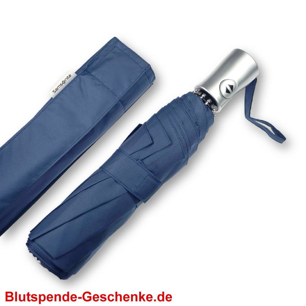 Blutspendegeschenk Automatikschirm blau Samsonite
