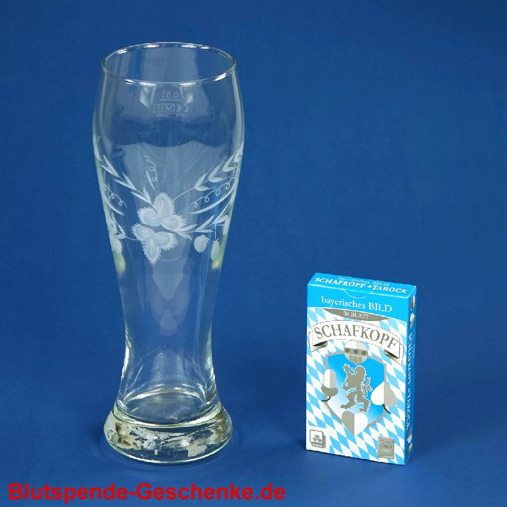 Blutspendegeschenk Geschenkset Weizenglas-Karten