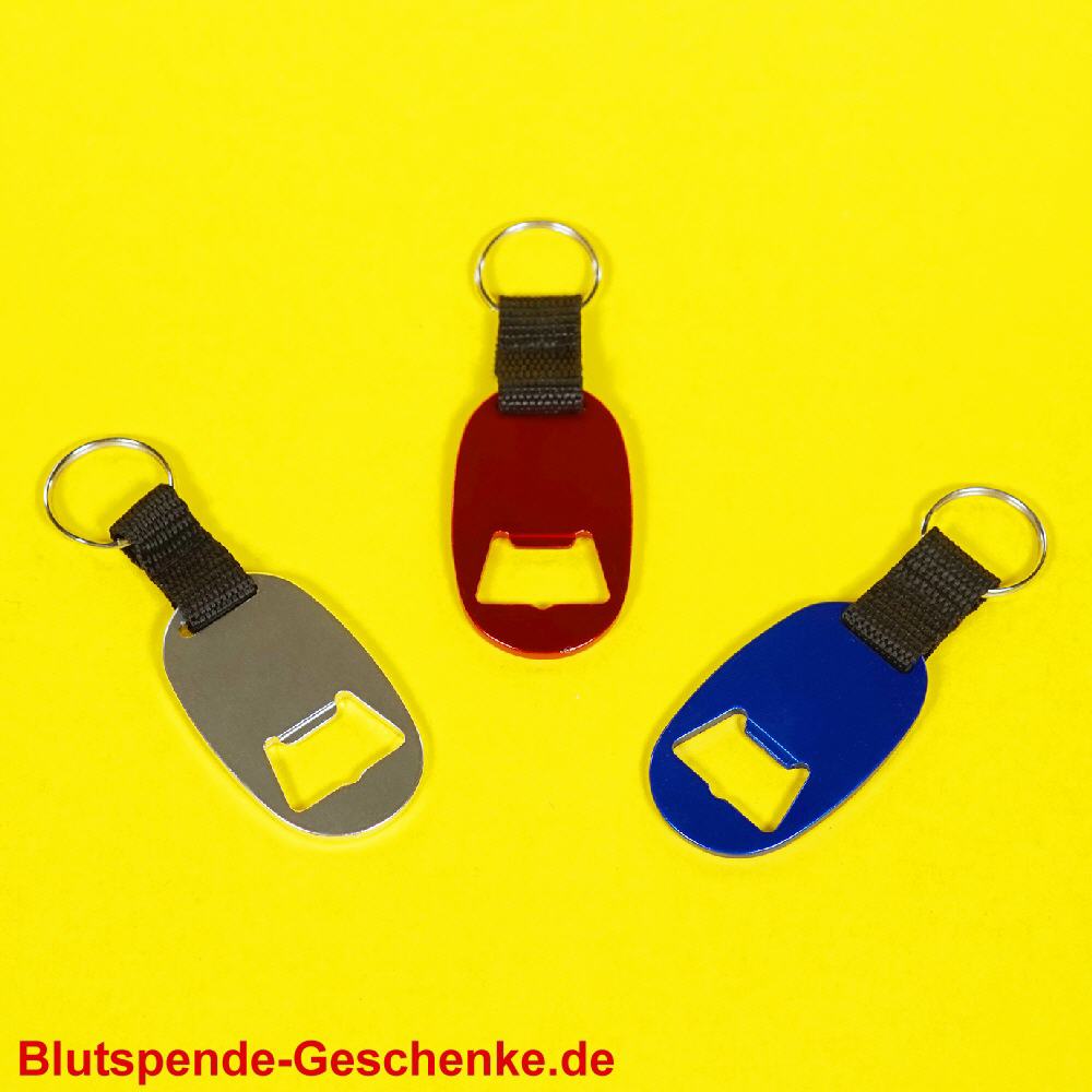 Blutspendegeschenk Alu Schl&uuml;sselanh&auml;nger &Ouml;ffner