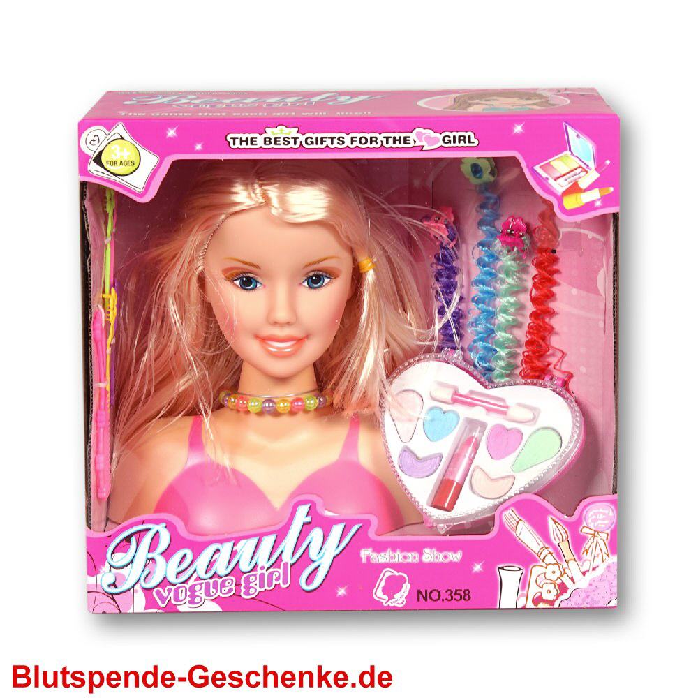 Blutspendegeschenk Schmink- und Frisierkopf