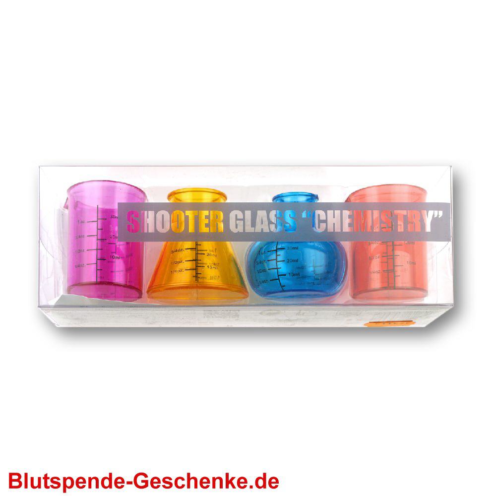 Blutspendegeschenk Schnapsgl&auml;ser Chemie