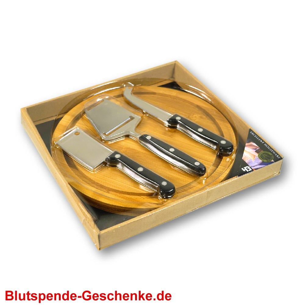 Blutspendegeschenk K&auml;se-Schneidbrett-Set